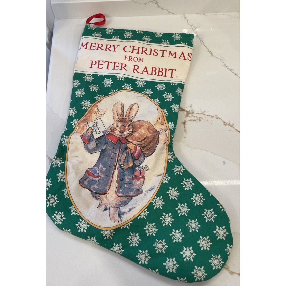 Vintage Peter Rabbit Beatrix Potter Christmas Stocking 1992 F. Warne Cloth
